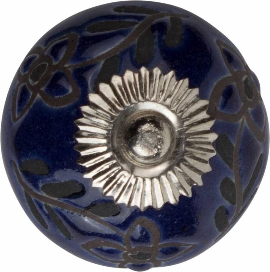 Good in Style Meubelknop 40mm blauw reliëf Deco bloemen