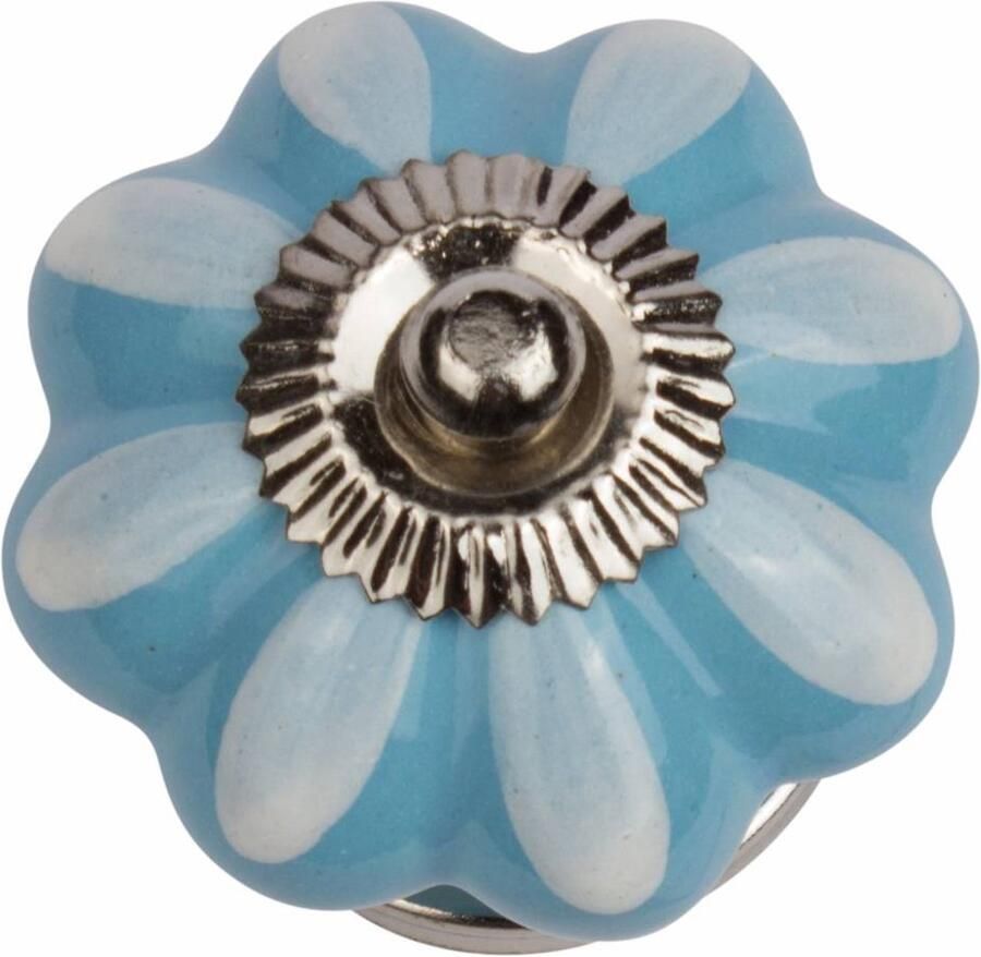 Good in Style Meubelknop 40mm blauw wit bloem