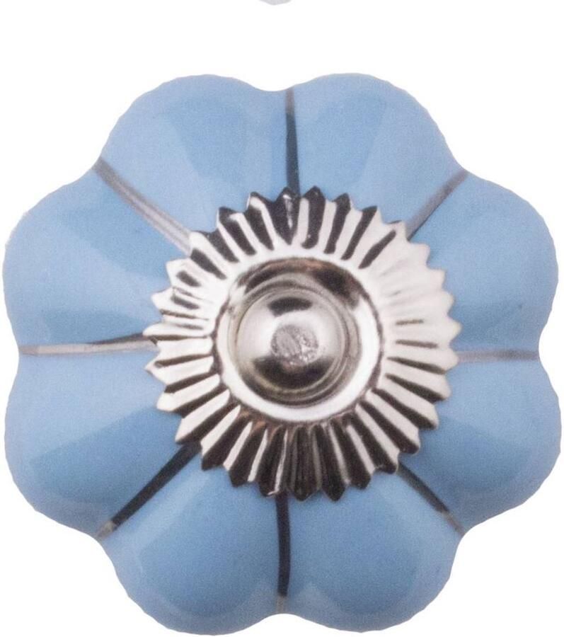 Good in Style Meubelknop 40mm blauw zilver bloem