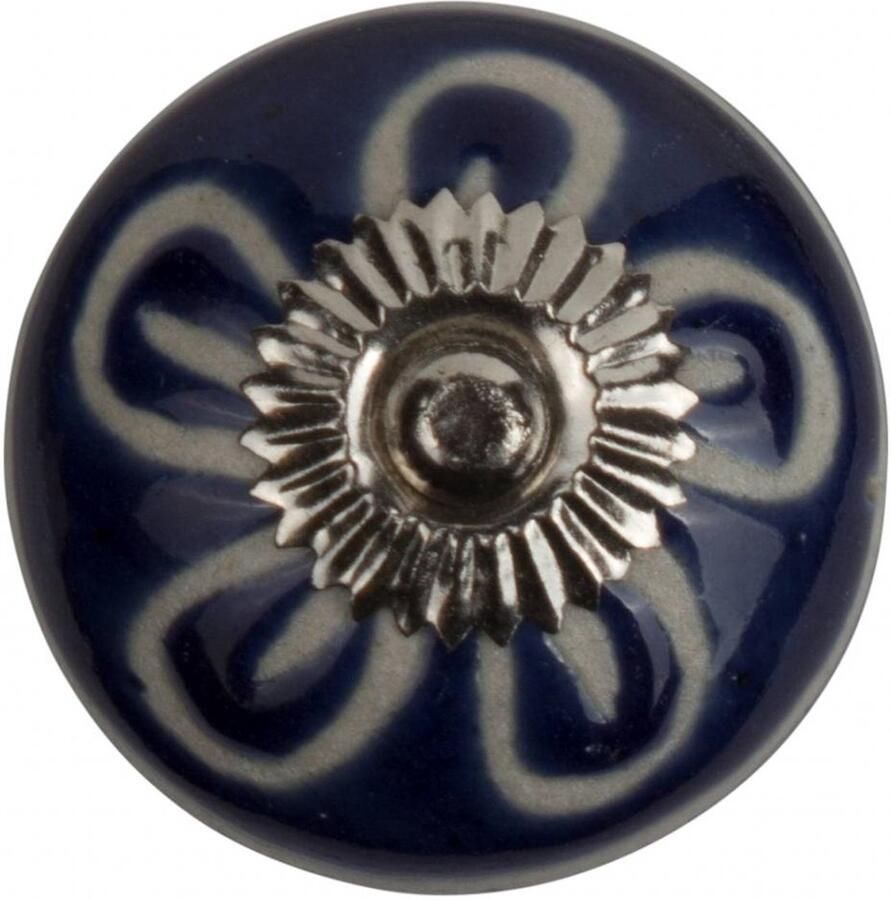 Good in Style Meubelknop 40mm blauw wit bloem