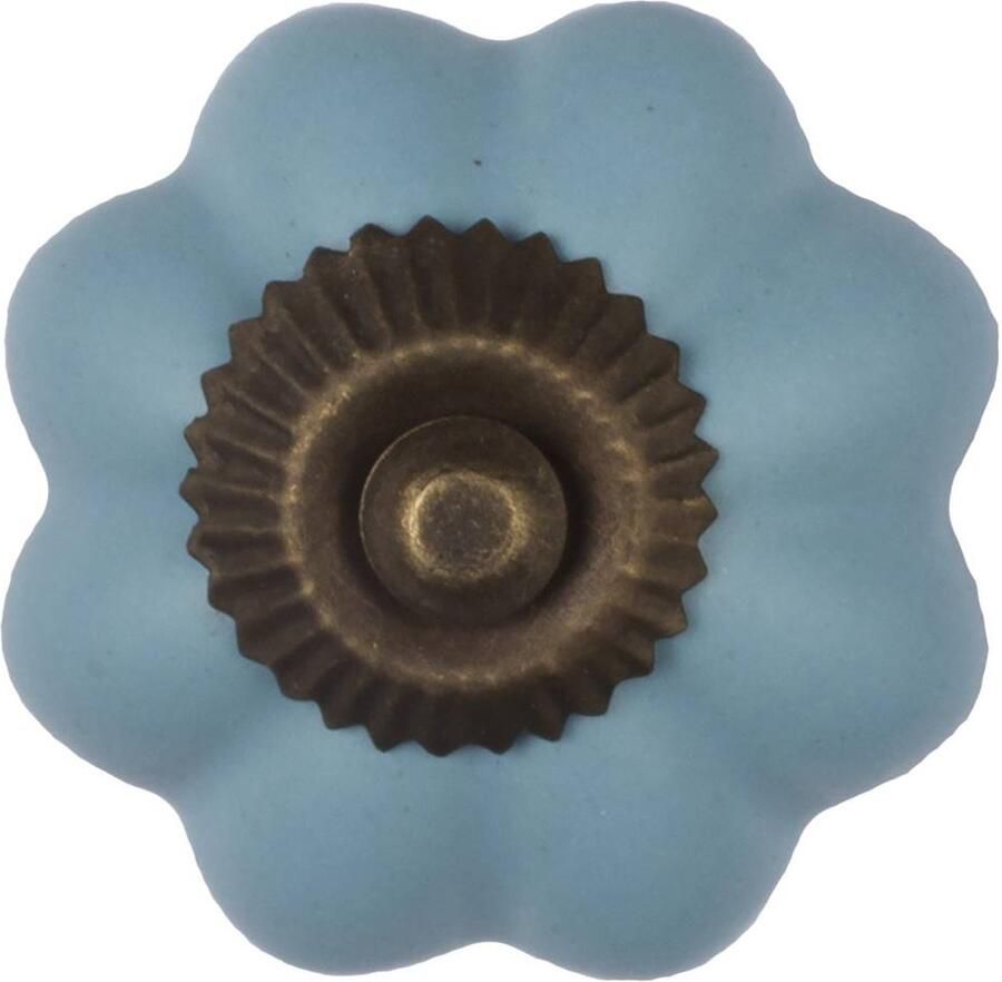 Good in Style Meubelknop 40mm bloem blauw brons