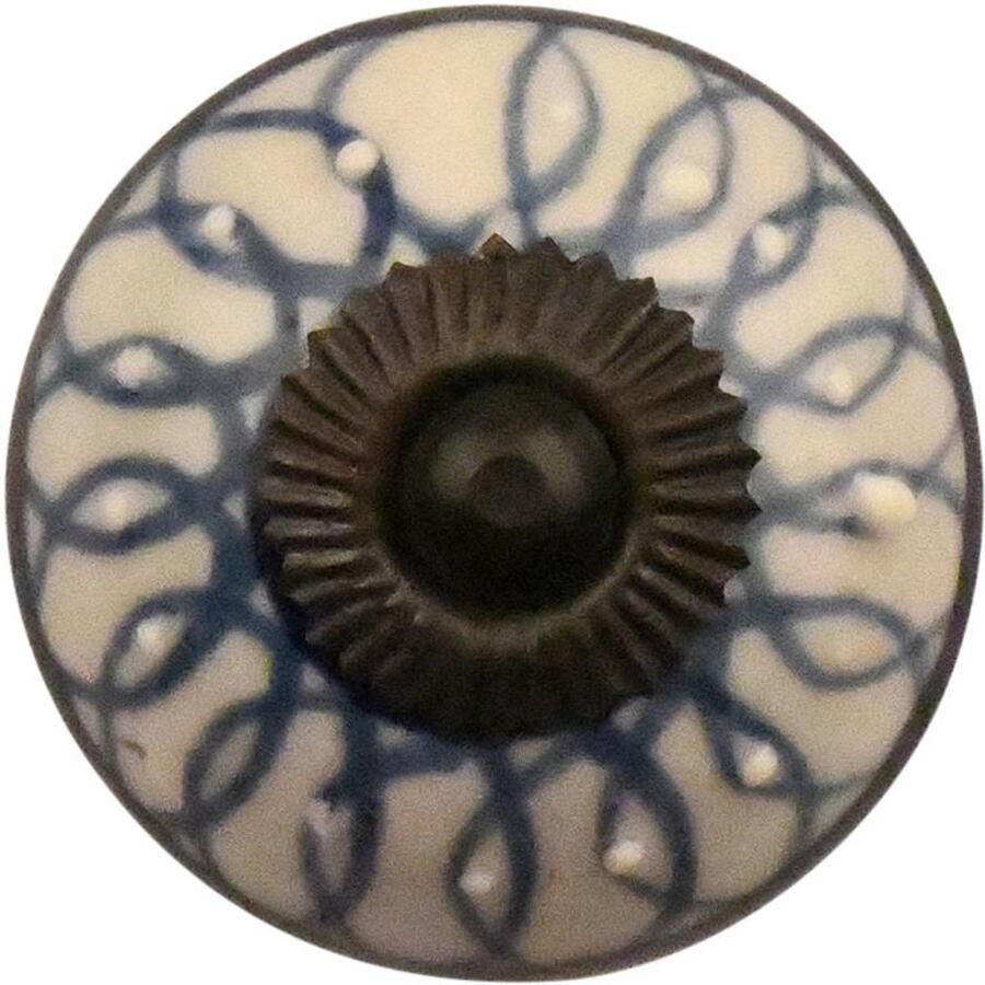 Good in Style Meubelknop 40mm bloempatroon blauw