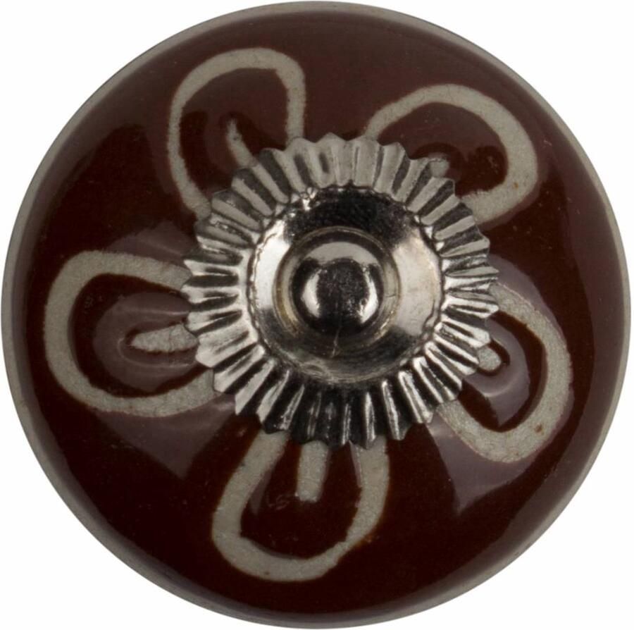 Good in Style Meubelknop 40mm reliëf bruin wit bloem