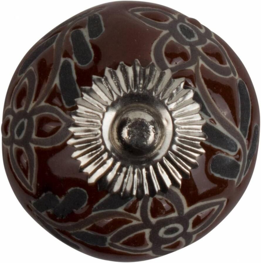 Good in Style Meubelknop 40mm reliëf bruin zwart bloemen