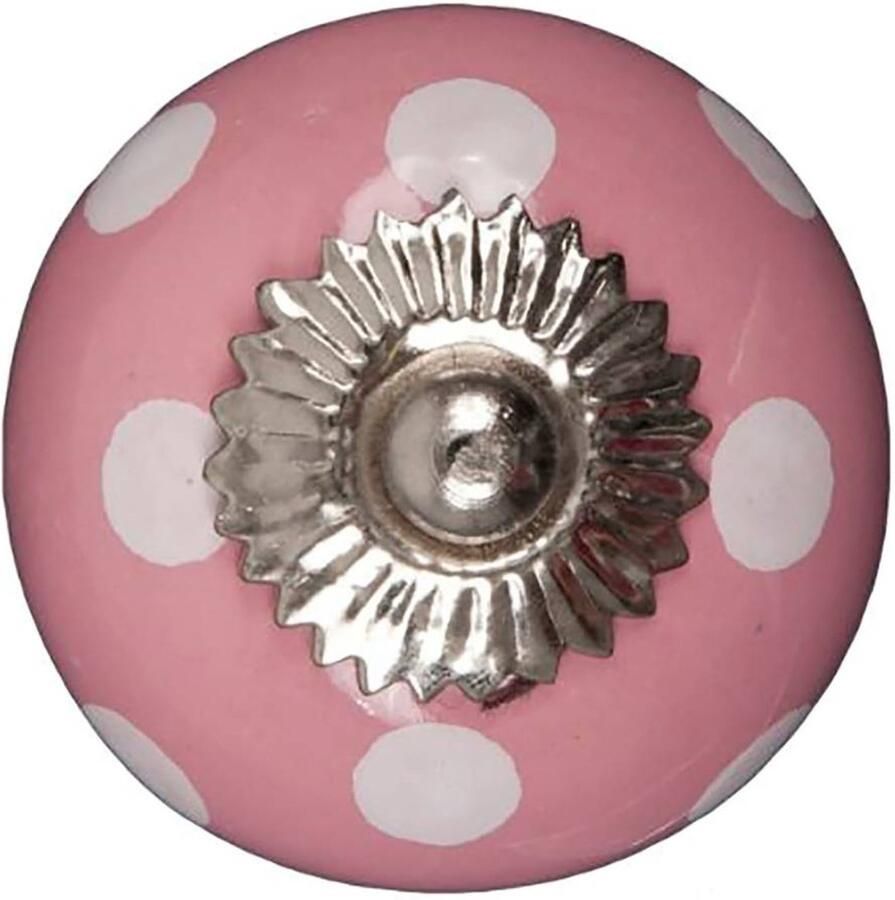 Good in Style Meubelknop 40mm roze wit gestippeld