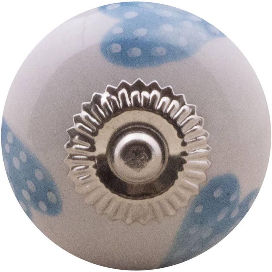 Good in Style Meubelknop 40mm wit blauw gestippelde hartjes licht