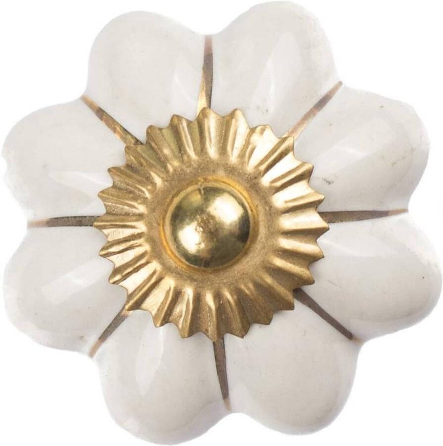 Good in Style Meubelknop 40mm wit goud bloem