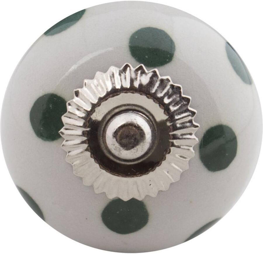 Good in Style Meubelknop 40mm wit groen gestippeld donker