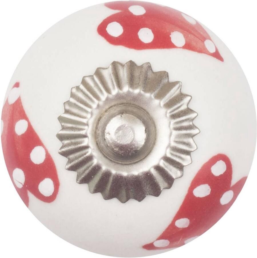 Good in Style Meubelknop 40mm wit rode gestippelde grote harten