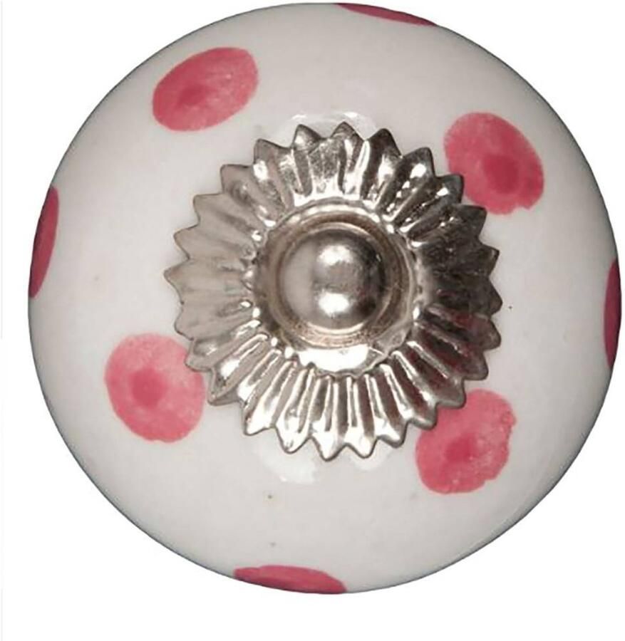 Good in Style Meubelknop 40mm wit roze gestippeld donker