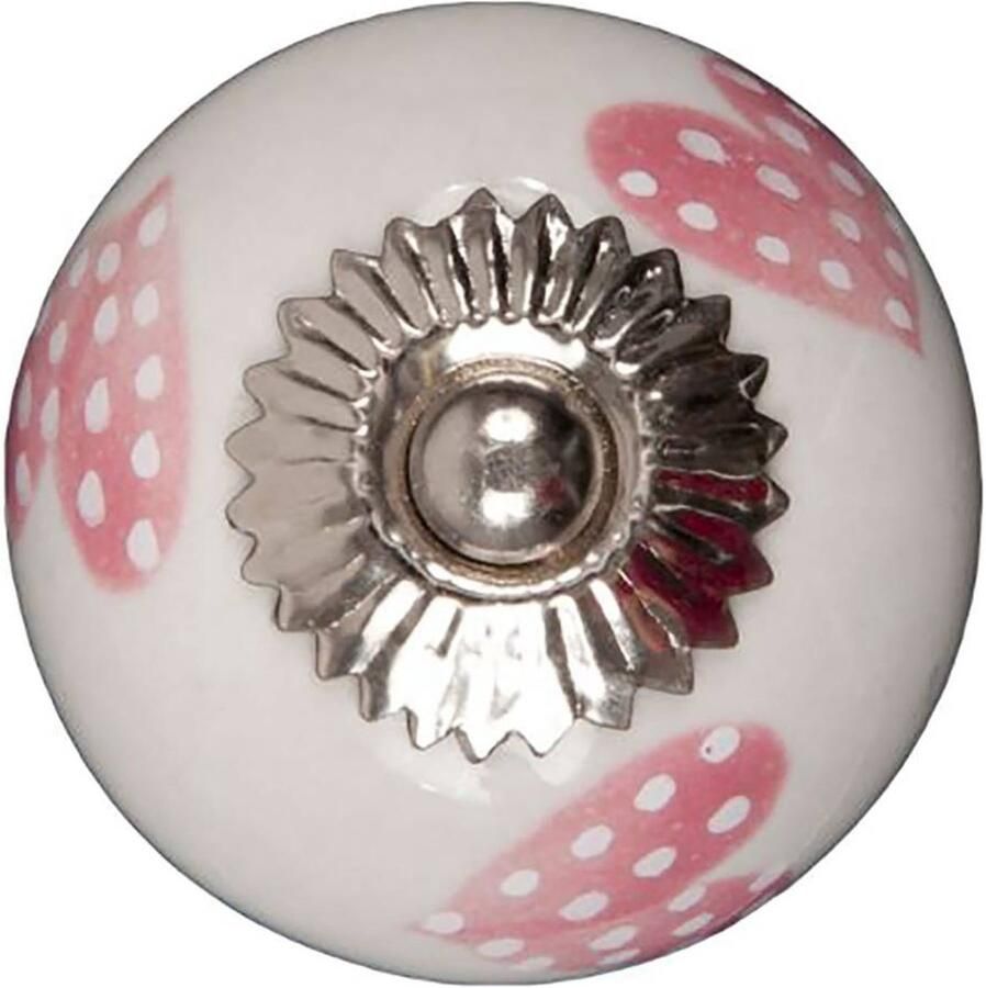 Good in Style Meubelknop 40mm wit roze gestippelde hartjes licht