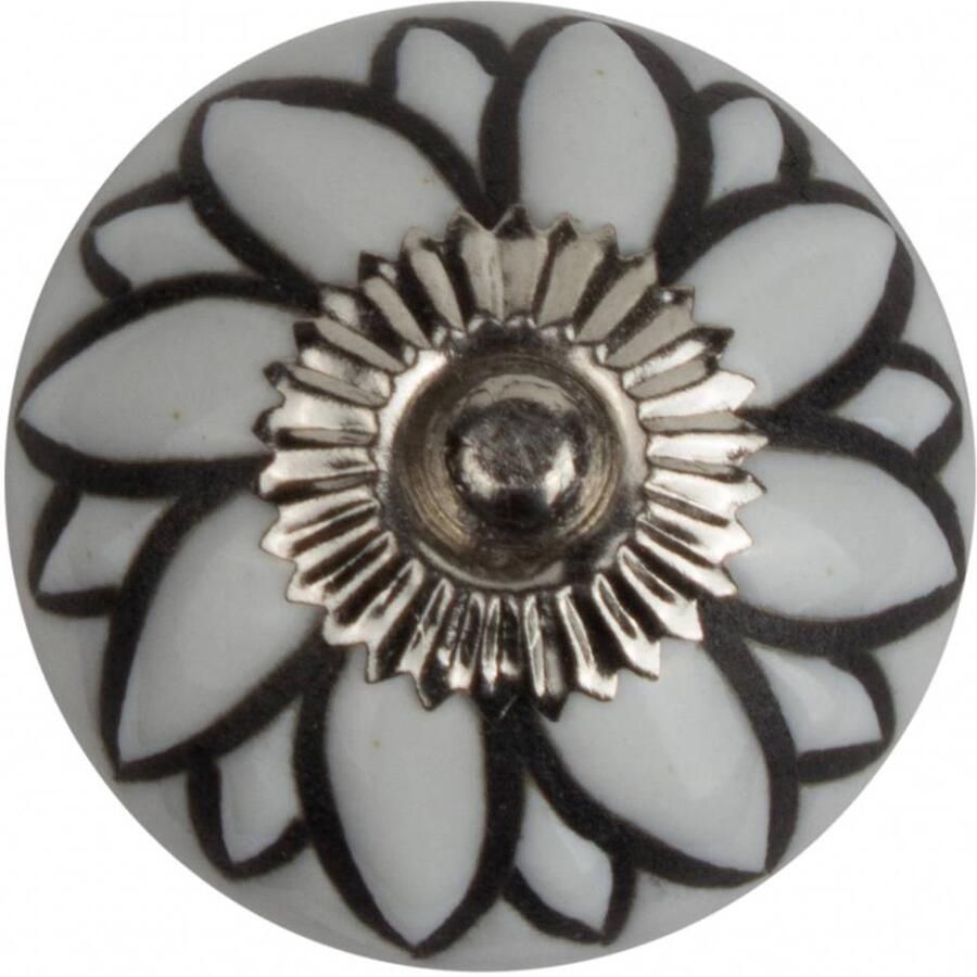 Good in Style Meubelknop reliëf bloem wit zwart