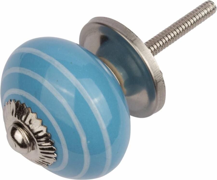 Good in Style Porseleinen knop gestreept – 40 mm Groen Wit