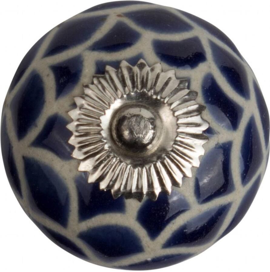 Good in Style Porseleinen knop reliëf Deco blauw wit