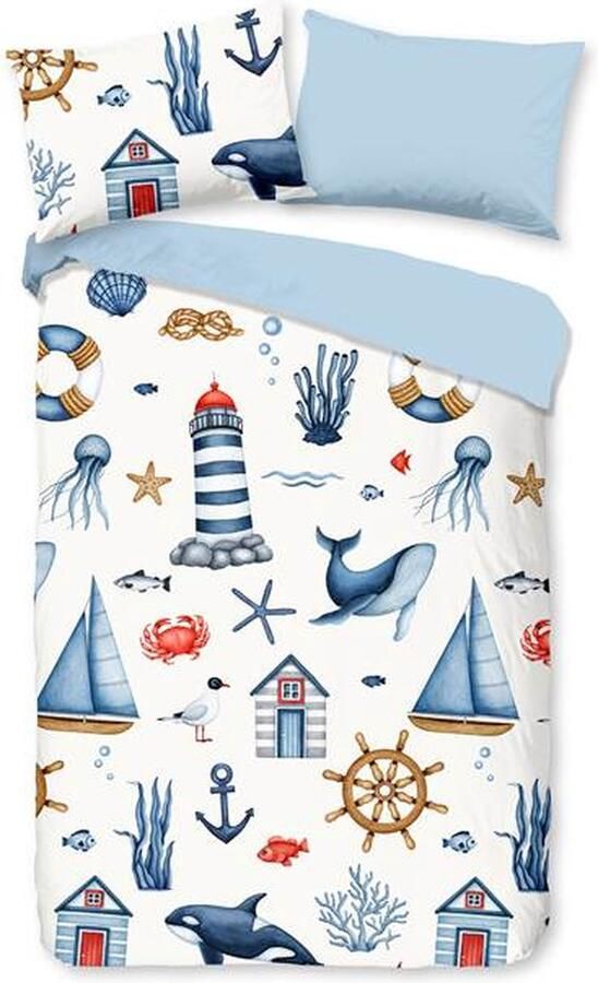Good Morning Ahoy Dekbedovertrek Ledikant 100x135 cm Blue