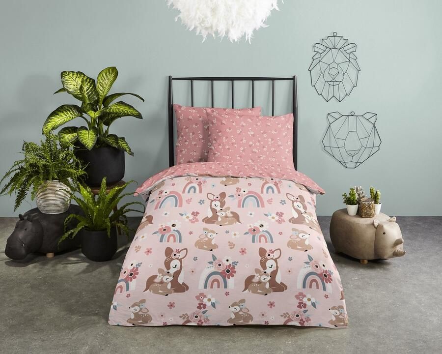 Good Morning dekbedovertrek bambi hert Ledikant baby (100x135 cm) Roze 100% Katoen renforc� - Foto 2