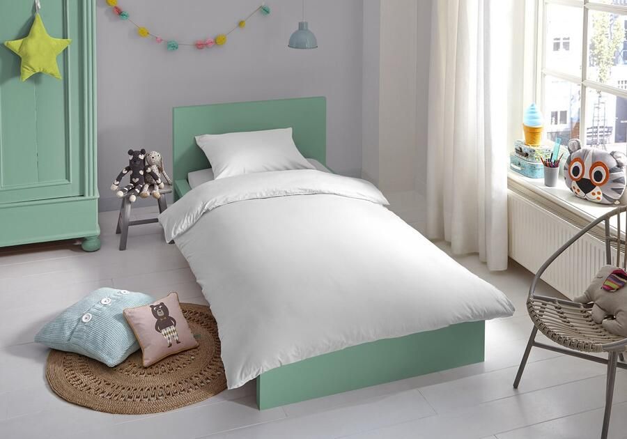 Good Morning dekbedovertrek effen kleur Ledikant baby (100x135 cm) Wit 100% Katoen renforc� - Foto 2