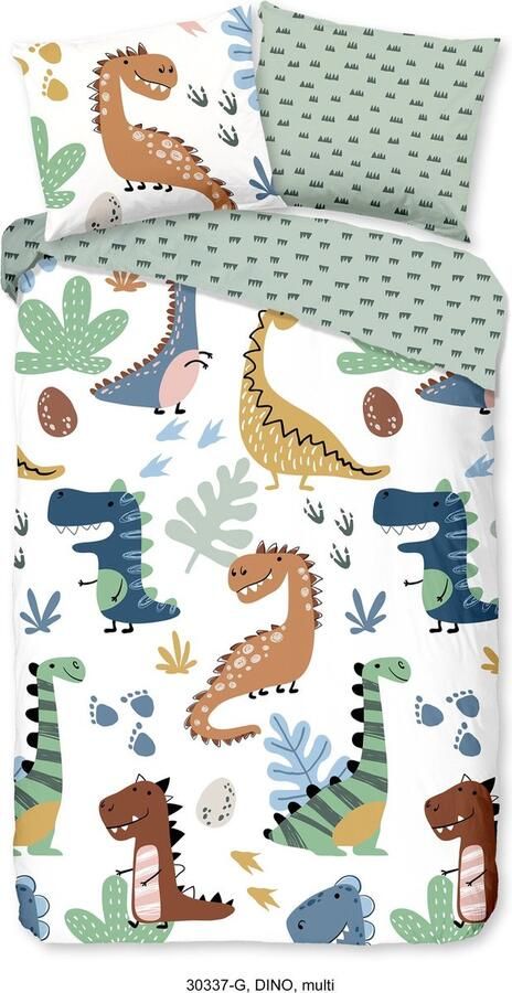 Good Morning Ledikant babydekbedovertrek dino's Multi (100x135 cm) Katoen