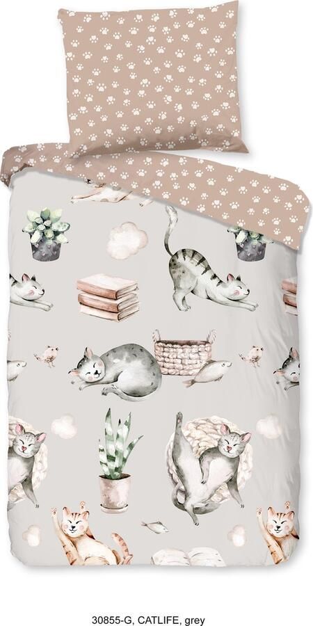 Good Morning Ledikant babydekbedovertrek poezen Grijs (100x135 cm) Katoen - Foto 2