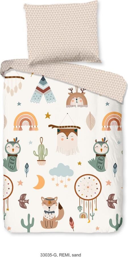 Good Morning Ledikant babydekbedovertrek tipi-tenten boho Zand (100x135 cm) Katoen