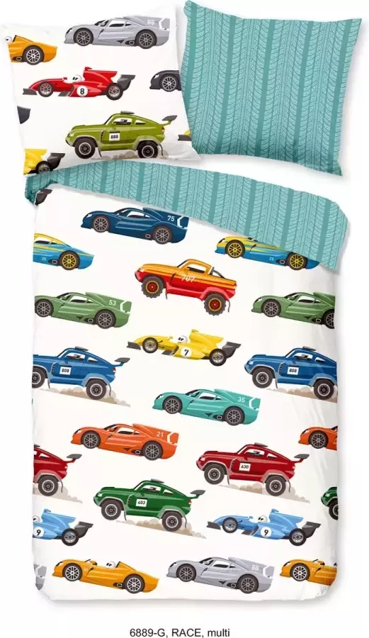 Good Morning Ledikant Dekbedovertrek Race katoen 100x135 + 40x60 cm Baby dekbed