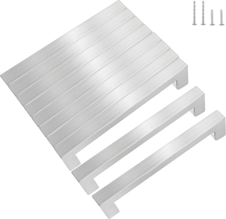 Goodivery 10 stuks meubelgrepen 96 mm gatafstand keukengrepen roestvrij staal ladegrepen met veertig schroeven kastgrepen deurgrepen keuken vierkante handgrepen