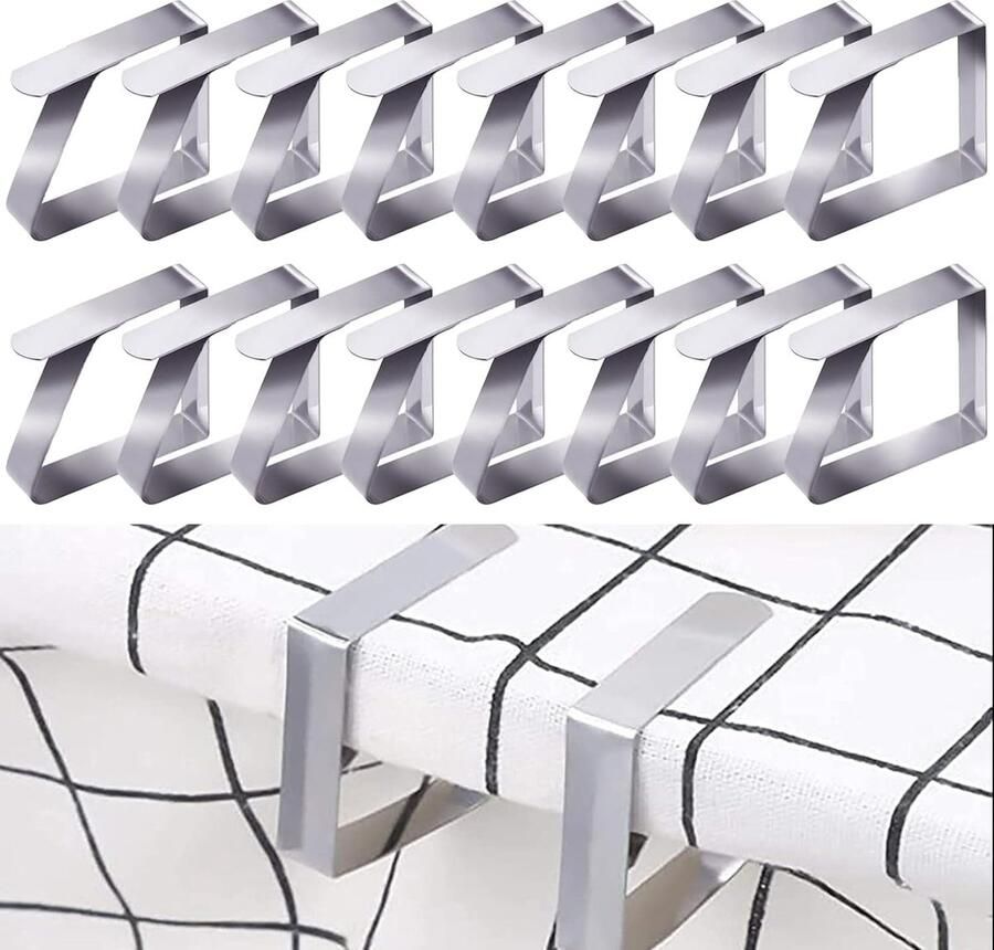 Goodivery 16 tafelkleedclips van roestvrij staal tafelklemmen voor tuintafels tafelkleedklemmen voor picknicks barbecues bruiloften feesten en andere evenementen