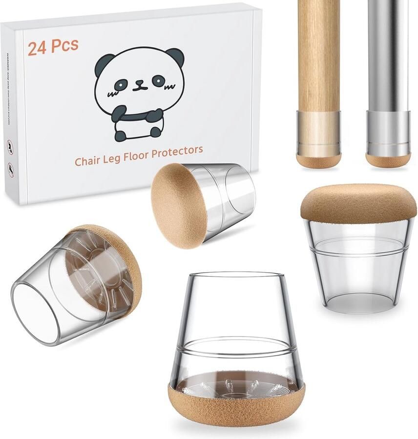 24 stuks stoelpootdoppen extra klein transparante siliconen beschermkappen voor stoelpoten met slijtvast viltkussen elimineert geluid en is krasbestendig (rond 15 mm 20 mm)