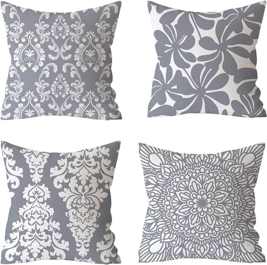 Goodivery 4-delige kussensloop grijze kussensloop super zacht bankkussen kussensloop voor wooncultuur kussenhoes met geometrisch patroon voor woonkamer bank bed (grijs)