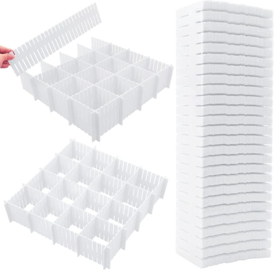 Goodivery 45 stuks ladeverdelers verstelbare lade-organizer naar wens op maat gesneden om kleding sokken make-up commode keuken wit