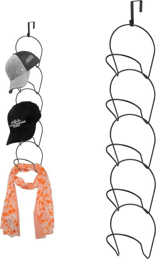Goodivery 5 stuks afneembare hoedhaken verstelbare hoedhouders kaphouder hoedhouder organizer zwarte metalen kaphouder stapelbare hangende opberghaken hoedhouder zwart (zwart)