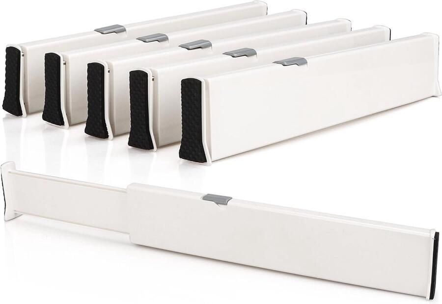 Goodivery 6 stuks kunststof ladeverdelers verstelbaar 33 2 55 cm ladeverdelers 6 cm hoogte ladeverdelers verstelbare keuken voor keuken slaapkamer badkamer kantoor dressoir (wit)