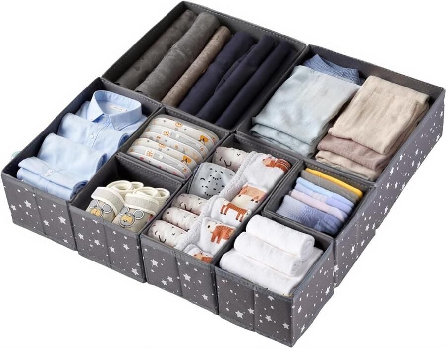 Goodivery 8 opvouwbare stoffen opbergdozen lade-organizer voor ondergoed garderobekast-organizersysteem in verschillende maten opbergdozen voor kasten tafels lade-organizersysteem