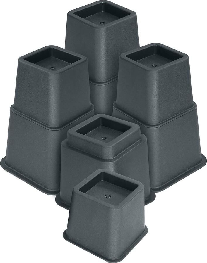 Goodivery 8 x Hoogwaardige Adjustable Meubelverhogers (4 Hoog en 4 Kort) Sterke Ruimtebessparende Verhoger Bedverhoger Table Hoger Stoelverhoger Bank Hoger (8 Dead 20 cm) (Grijs)