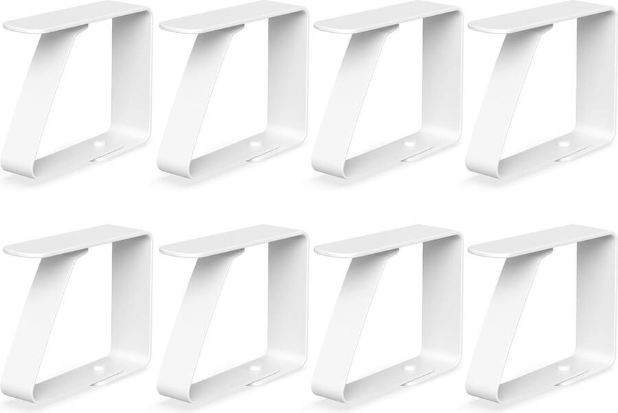 Goodivery 8 x tafelkleedklemmen 4 cm wit tafelkleedklemmen van roestvrij staal voor binnen en buiten gemakkelijk afwasbare tafelkleedklemmen afgeronde randen klemmen voor vele soorten tafels