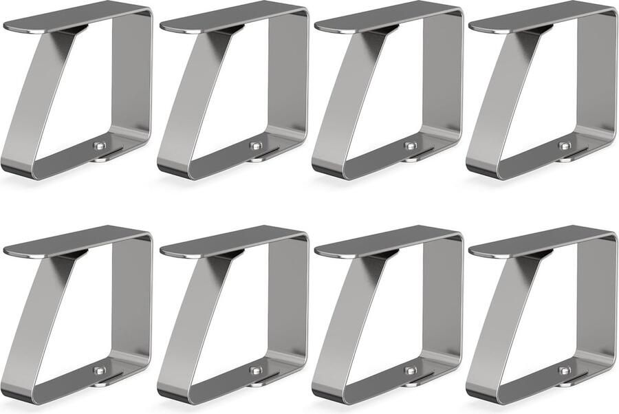 Goodivery 8 x tafelkleedklemmen 4 cm zilver tafelkleedklemmen van roestvrij staal voor binnen en buiten gemakkelijk afwasbare tafelkleedklemmen afgeronde randen klemmen voor vele tafelsoorten