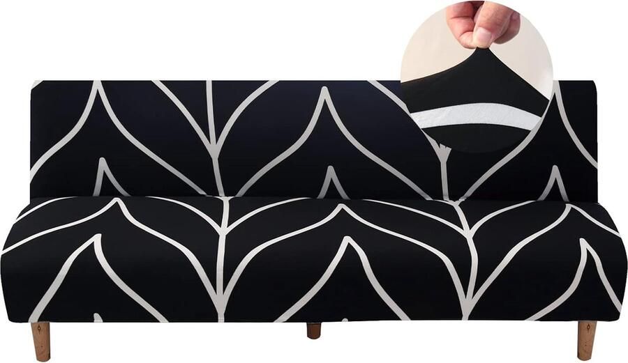 Goodivery Armloze Bankhoes 2 3 Zitsbank Elastische Stretch Spandex Wasbaar Bankhoes voor Clic Clac Vouwbank zonder Armleuningen Zwarte Streep