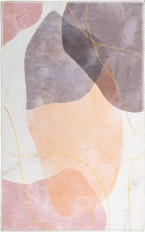 Goodivery Artistiek Modern Kortpolig Tapijt voor Woonkamer in Pasteltinten Taupe 200 x 290 cm