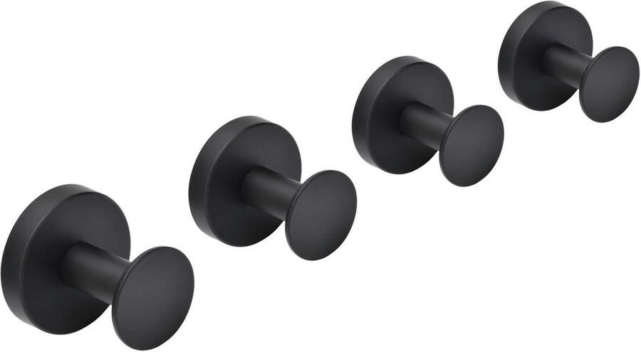 Badkamermuurhaken Kapstokken Handdoekhaken Wandmontage Zwart 4 stuks Zwart