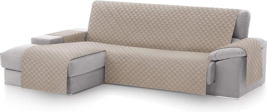 Goodivery bankovertrek bescherming voor linkerarm gewatteerde banken bankhoes L-vorm grootte -240 cm. Kleur beige (vooraanzicht)