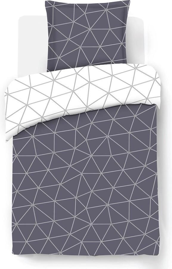 Goodivery Beddengoed Set Grijs Omkeerbaar 140 x 200 cm voor Eenpersoonsbed met Kussensloop