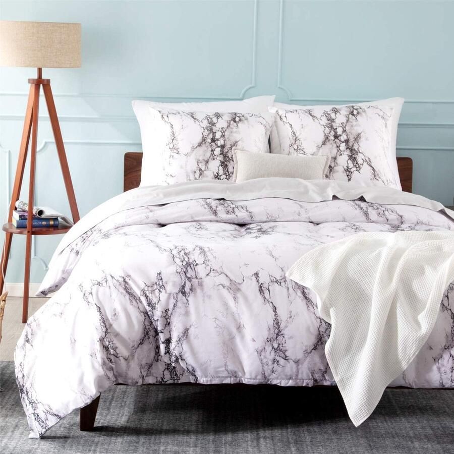 Goodivery Beddengoed Set van 3 Delige Dekbedovertrek met Marmerpatroon voor Tweepersoonsbed