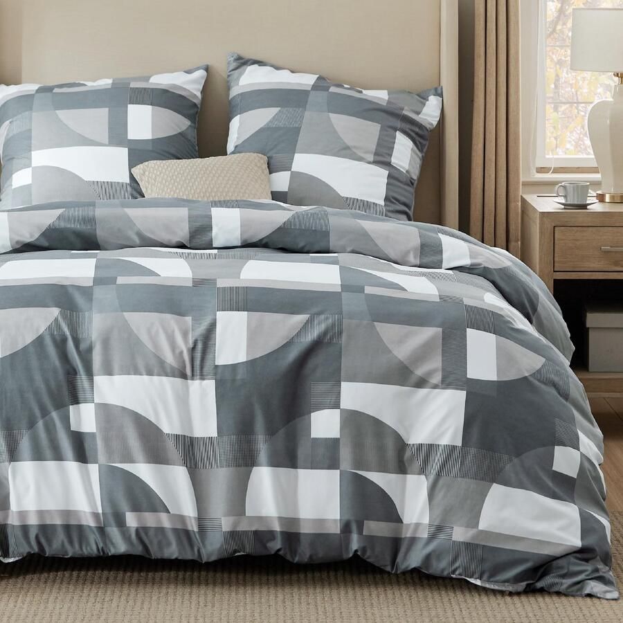 Goodivery Beddengoedset met Geometrisch Patroon en Ritssluiting voor Tweepersoonsbed