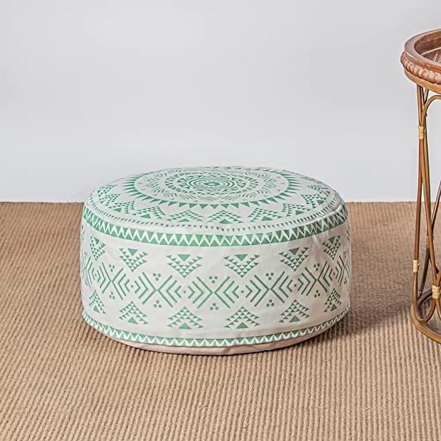 Goodivery Boho Geometrisch Ontwerp Hockerhoes met Handgreep voor Woonkamer Slaapkamer en Patio