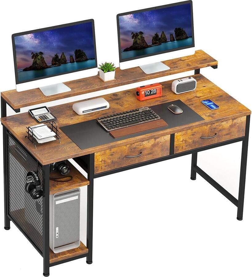 Goodivery Bureau met Verstelbare Hoogte Opbergmogelijkheden en Monitorstand voor Werk of Spel