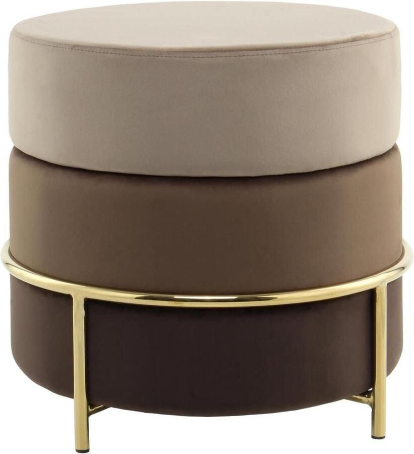 Goodivery Chique Fluwelen Poef met Gouden Metalen Frame voor Woonkamer en Slaapkamer