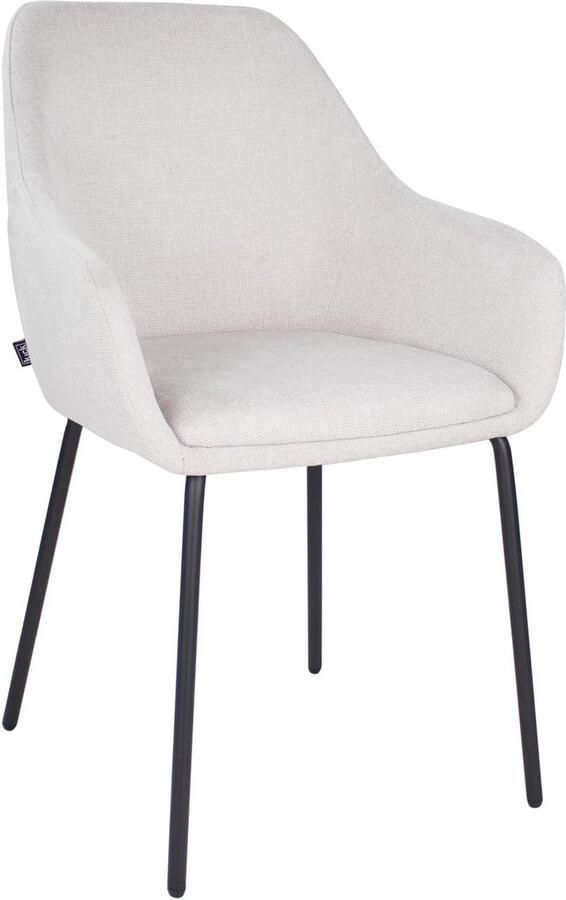 Goodivery Comfortabele Eetkamerstoel Guus in Champagne Kleur met Moderne Katoenen Bekleding en Metalen Poten