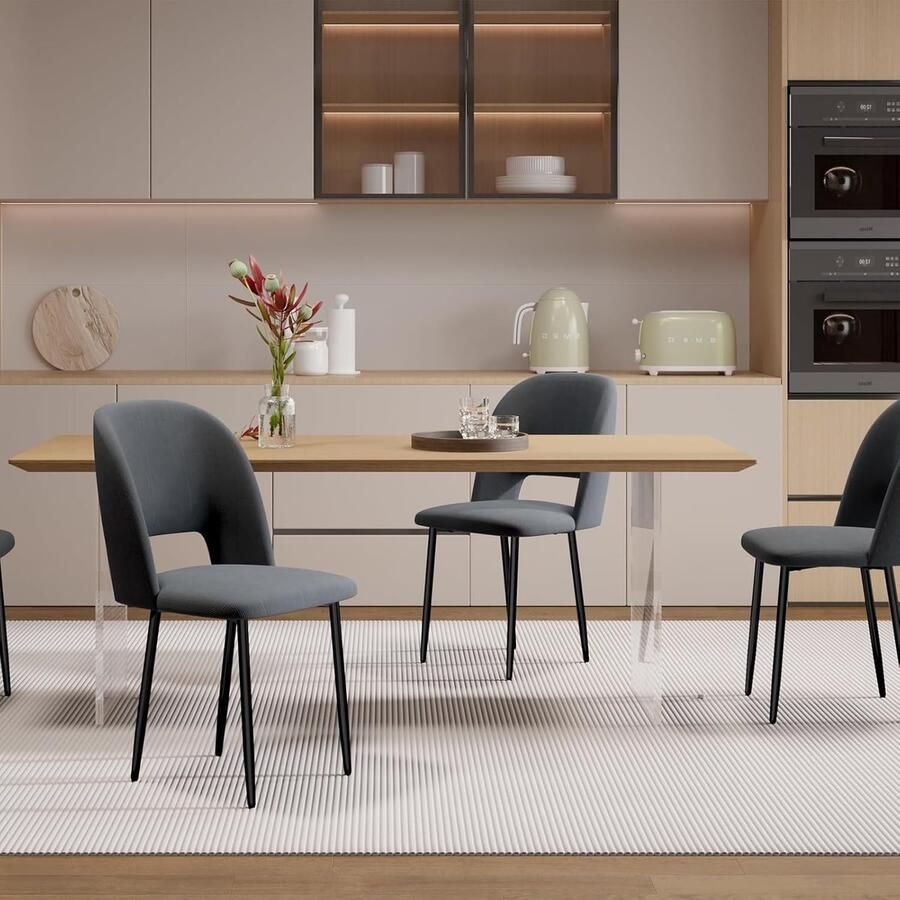 Goodivery Comfortabele en Stijlvolle Grijze Eetkamerstoelen Set van 2 voor Moderne Interieurs
