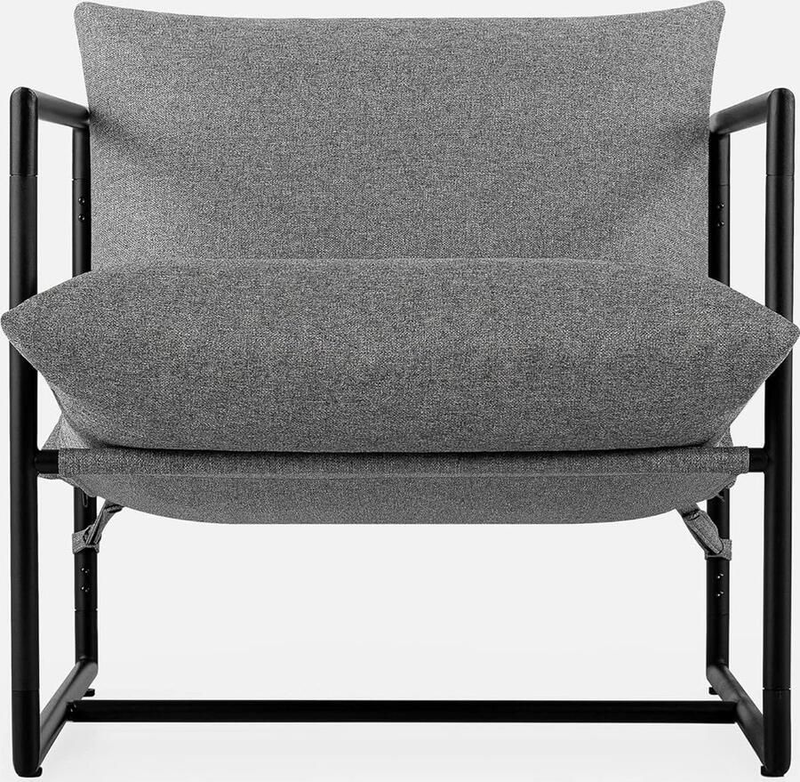 Goodivery Comfortabele Extra Grote Accentstoel Met Metalen Frame En Schuimvulling Lichtgrijs