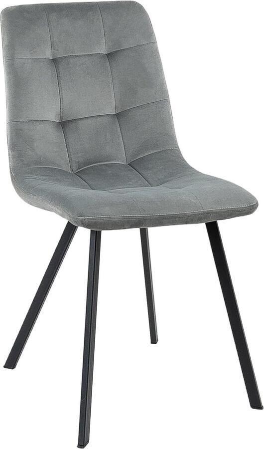 Goodivery Comfortabele Moderne Eetkamerstoel met Fluwelen Bekleding en Stalen Frame Grijs
